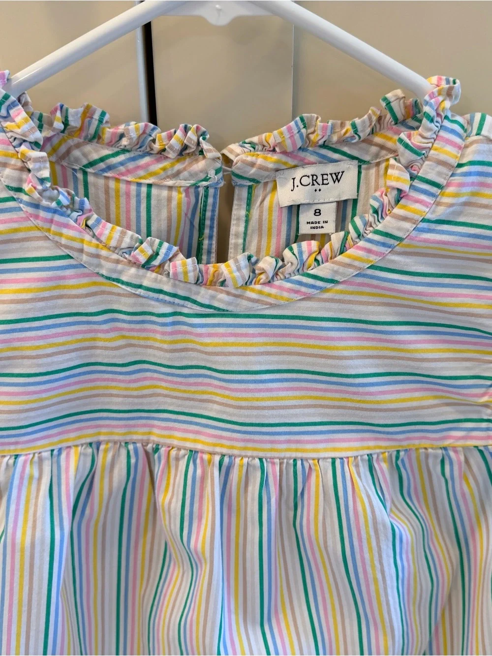 J. Crew Pastel Multicolor Striped Ruffle Sleeve Camisole